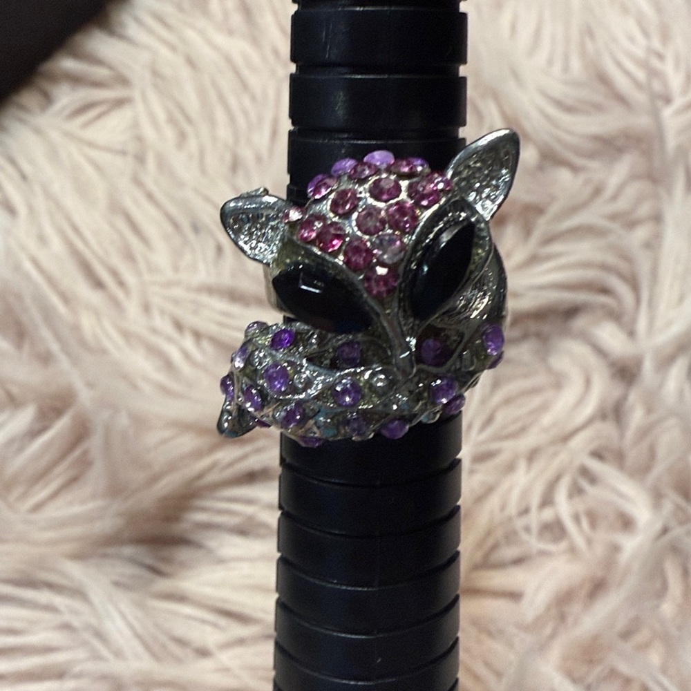 Silver Fox Adjustable Rhinestone Statement Ring - Picture 4 of 4
